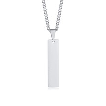 Vnox Free Custom Engrave ID Bar Necklace for Women, Simple Stainless Steel Metal - £13.69 GBP