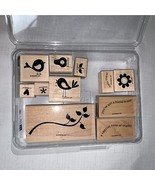 STAMPIN&#39; UP! CHEEP TALK Stamps 2-Step Set of 11 Wood Mounted Birds Flora... - £31.29 GBP