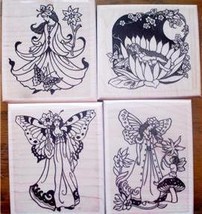 LOT of 4 MOUNTED RUBBER STAMPS-FAIRY SET - $32.40