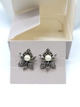 AVON Romantic Blossom Surgical Steel Earrings New in Box Marcasite Pearl - £13.76 GBP