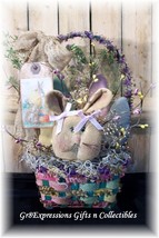~*Primitive Spring Easter Basket with Bunny Rabbit &amp; Eggs*~ - £20.50 GBP