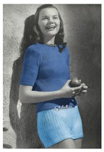 1940s Brief Beach Shorts and T shirt Top - 2 Knit patterns (PDF 6910) - £2.94 GBP