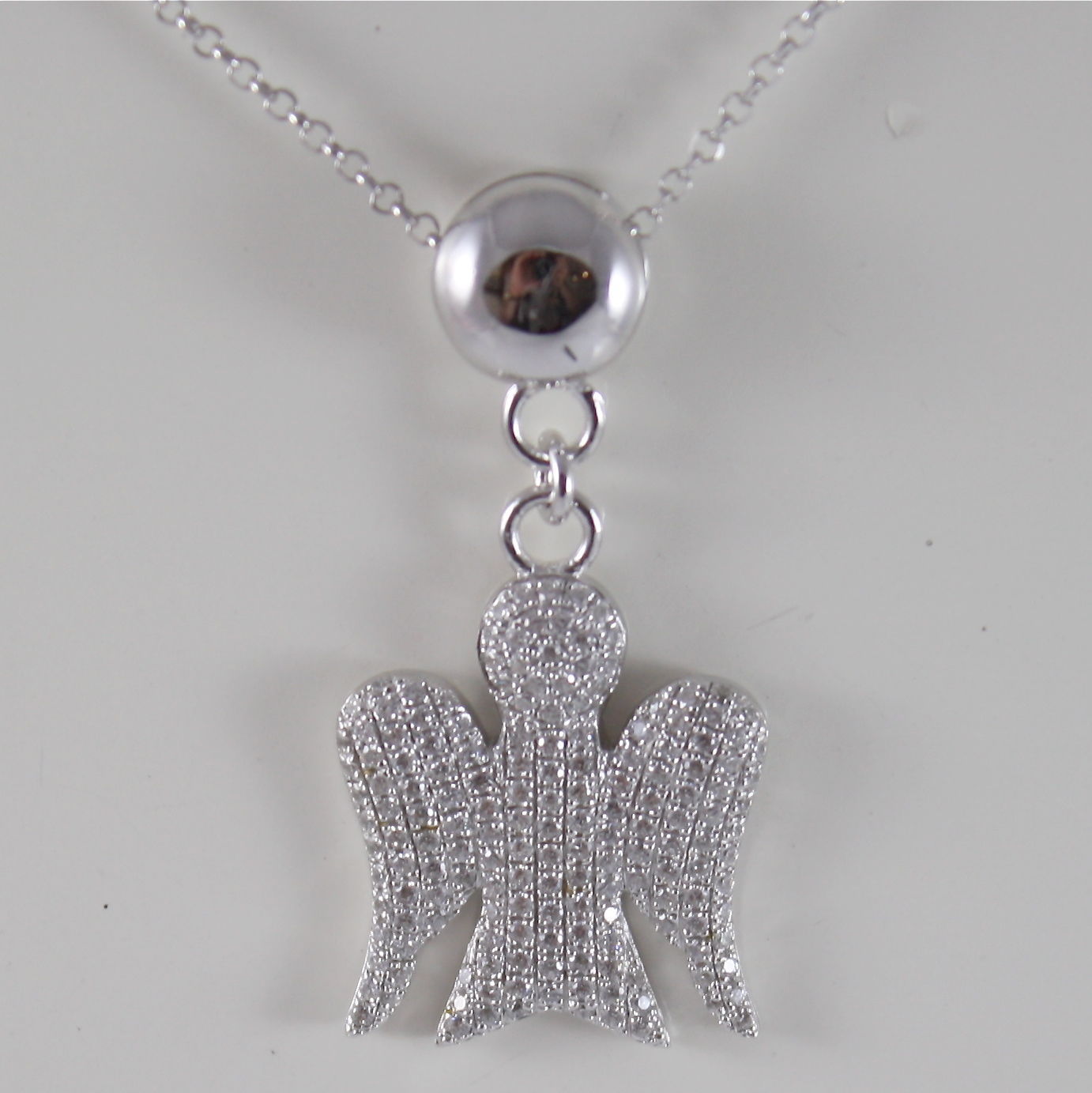 925 SILVER NECKLACE WITH ANGEL PENDANT GIA100 MADE IN ITALY BY ROBERTO GIANNOTTI - £114.94 GBP
