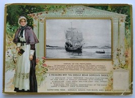 Sorosis Shoes Colonial Scenes In New England Large Trade Postcard Mayflower Ship - £45.14 GBP