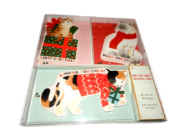 New Box 18 Die Cut Cat Christmas Cards 3 Designs Kitten Assorted Calico Tiger - £19.75 GBP