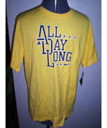 BOYS YOUTH NIKE ALL DAY LONG TEE T SHIRT YELLOW W/ NAVY BOLD LETTER NEW ... - $322.80 MXN
