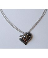 Ruthenium Sculpted Heart Pendant Sterling Silver Chain Necklace Contempo... - $190.00