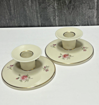 Pair of Royal Copenhagen Frijsenborg Low Floral Candlesticks Candle Holders - £34.81 GBP