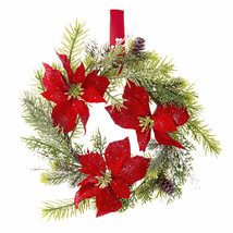 Darice Christmas Poinsettia Wreath Cedar, Spruce- 14 inches - £25.97 GBP