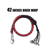 Leather Motorcycle Whip Get Back 1 Ball &amp; Skulls 42&quot; Handlebar Red Biker... - $28.88