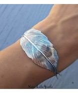 Feather adjustable bangle bracelet, sterling silver, 925, solid silver -... - $1,413.14 MXN