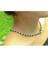 18CT Simulated Emerald &amp; Diamond Women&#39;s Solitaire Tennis Necklace in 92... - £455.12 GBP
