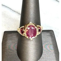 14K Yellow Gold Ruby, Garnet And Diamond Cocktail Ring Size 9 Sky - £353.60 GBP