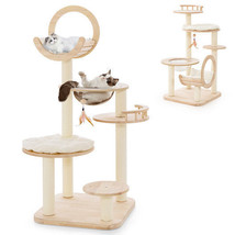 4-in-1 Large Wooden Cat Tower with Space Capsule Nest for Indoor Cats - £181.27 GBP