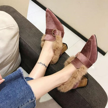 Fur shoes women s new 2018 autumn and winter wear rabbit fur shoes plus velvet shoes thumb200