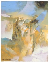 Senza Titolo (Abstract IN Oliva,Blu ,Arancione) Di Eduard Grossman Olio su Tela - £3,315.81 GBP