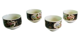 Japanese/ Chinese/asian Vintage Tea Cups Floral Pattern Gold Accents porcelain - £27.02 GBP