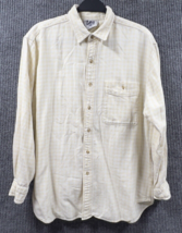 VTG Lee Sport Shirt Mens Large Yellow White Plaid Cotton Button Down India - $22.65