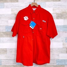 Clemson Tigers Columbia PFG Bonehead Shirt Orange Short Sleeve Mens Medium - £59.48 GBP