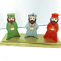 Ceramic Jeweled 3 Wise Men Nativity Figurines Handmade 1970s Vintage Mid Century - £16.66 GBP