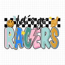 Let’s Go Racers PNG Retro Mascot PNG, Lightning Bolt Checkered School Sp... - $46.73 MXN