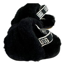 UGG Baby Girl Black Fluffy Booties Slippers Sling Back Like Mom  Size 2 3 Infant - £20.94 GBP