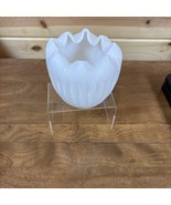Vintage Fenton Milk Glass Crimped Ruffle Rose Bowl - €24,57 EUR