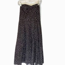 White House Black Market Cottagecore Black/White Polka Dot Strapless Dre... - $22.99