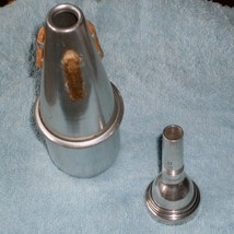 1960&#39;s TROMBONE trumpet Horn LARGE SHANK G 71 Mouthpiece England+ vtg alum Mute  - £54.91 GBP
