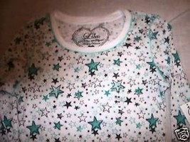 WOMEN&#39;S/JRS LILU STARS THERMAL LONG SLEEVE SHIRT WHITE W/ STARS  OVER NE... - $14.99
