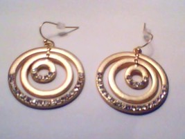 Triple Hoop Earrings With Rhinestones - £3.89 GBP