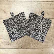NEW- Set of 2 Gray/Black Leopard prints handmade potholders, great gift! - £10.98 GBP