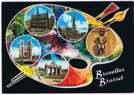 Belgium Postcard Brussels Multi View Artist Palette - £1.77 GBP