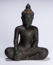 Ancien Khmer Style Se Asie Assis Bois Enlightenment Statue de Bouddha - - £491.22 GBP