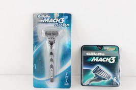 New Gillette Mach 3 Turbo Razor Handle 1 Cartridge and Mach 3 8 Cartridg... - £34.78 GBP