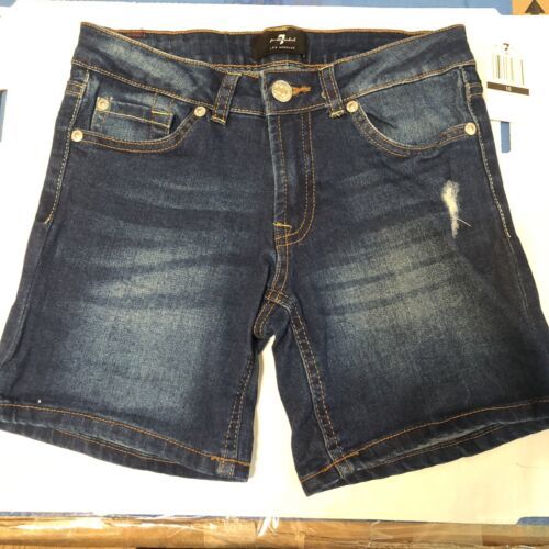 7 for all mankind girls shorts distressed dark wash size 10 blue Cotton Blend - $23.36