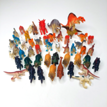 Plastic Toy Dinosaurs Mixed Lot of 49 Pcs Small 1&quot; to 3&quot; Tall Jurassic Animals - £18.59 GBP