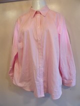 Chaps Plus Size 3X Womens Button Up Long Sleeve Cotton Shirt Pink - £14.67 GBP