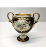 Antique Noritake Morimura Black Gold Floral Pedestal Bowl Vase Urn Hand ... - £31.26 GBP