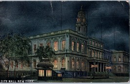 City Hall at Night New York Postcard 1910 - £8.87 GBP