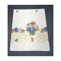 Vintage 1950s Square Tablecloth – 69x57 Yellow Green Orange Floral Retro... - $873.06 MXN
