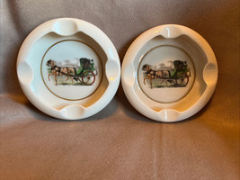 Antique Early 1900s Pair of 2 Andover China Co. Ashtray USA Horse Drawn ... - $38.65