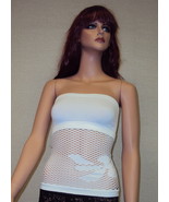 White Tube Shirt w/Fishnet Floral Mesh ~ One Size Stretches 24&quot;-30&quot; / #1... - £7.67 GBP
