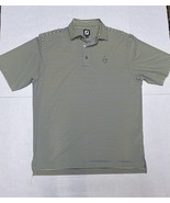 Footjoy Men’s Polo Size Large Logo Performance Golf Yellow/Blue Striped - $23.28