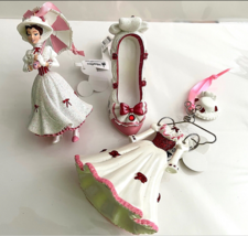 Disney Parks Mary Poppins Figurine Shoe Dress Ornament Set of 3 NEW RETIRED
