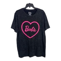 Barbie Womens Shirt Adult Size Large Black Pink Heart Short Sleeve Tee NEW - $21.20
