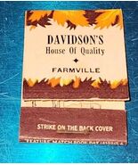 VTG Matchbook Matches Davidsons Hous of Quality Farmville VA Printzess P... - $21.99