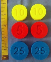 LOT 6 Replacement Coins compatible Fisher Price Cash Register 926 &amp; 1975 - 2011 - £6.89 GBP