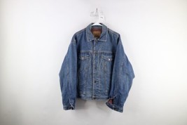 Vintage 90s Gap Mens Medium Distressed Lined Denim Jean Trucker Jacket Blue - $69.25