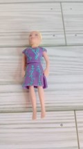 Vintage 2000&#39;s Polly Pocket Purple Dress Short Hair - $3.79